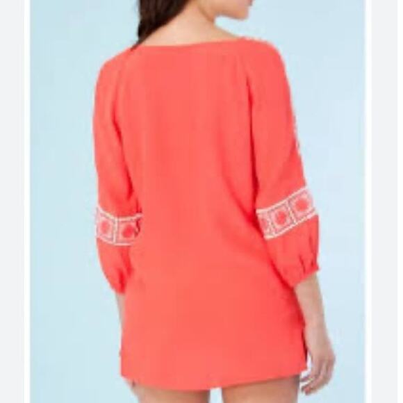 Hale Bob Bala Paneled Tunic Top Cream Tan Small Size 6 - Picture 4 of 10